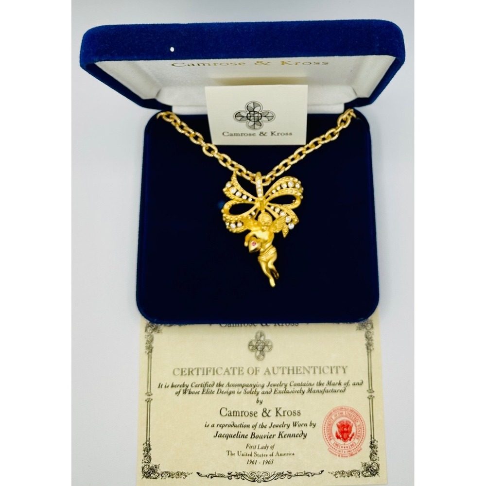 Camrose & Kross JBK Jackie Kennedy Cherub Angel Necklace/Brooch COA OG Box *SEE*